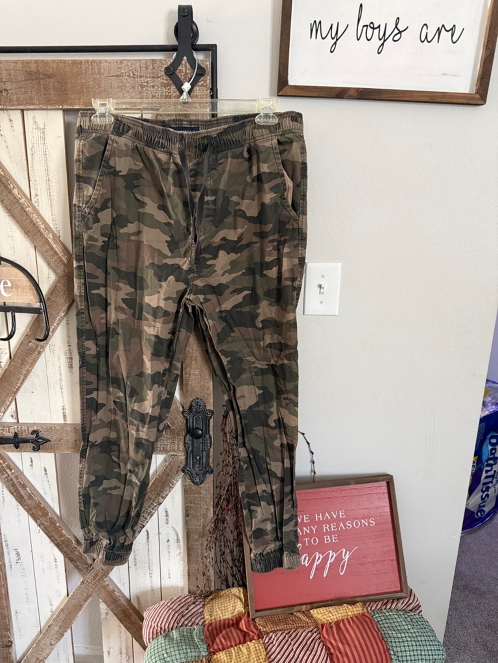 Aeropostale Men's Camouflage Bootcut Jeans - Green/Brown